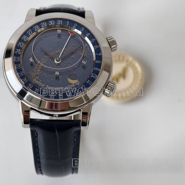 顶级复刻手表超级复杂功能时计PPF厂百达翡丽蓝盘6102正面实拍图