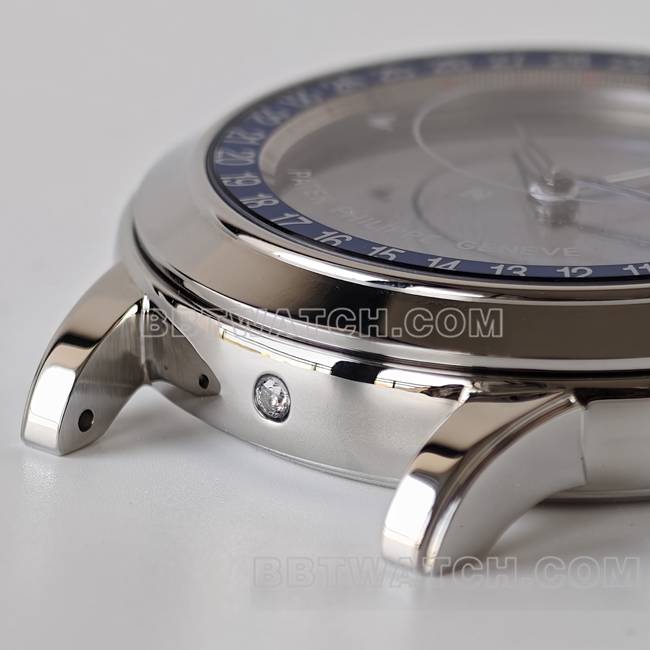 顶级复刻手表超级复杂功能时计PPF厂百达翡丽蓝盘6102侧面实拍图