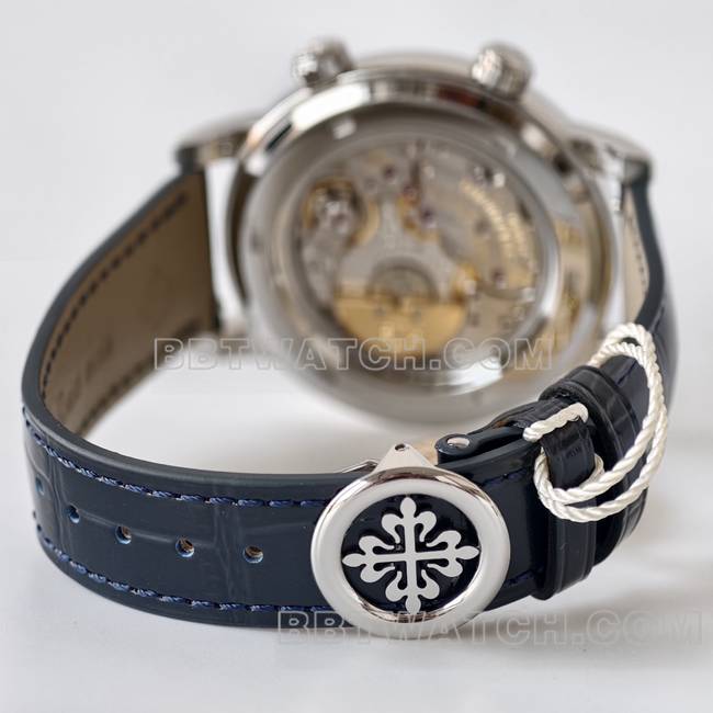 顶级复刻手表超级复杂功能时计PPF厂百达翡丽蓝盘6102表带实拍图