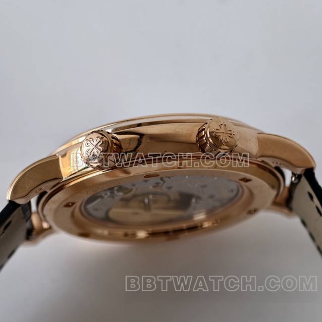 最优复刻手表超级复杂功能时计PPF厂百达翡丽黑盘6102侧面实拍图