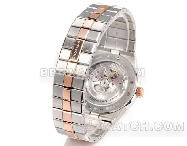 最优复刻手表GH厂萧邦雪山傲翼灰盘41mm间金钢表带正面实拍图表带实拍图