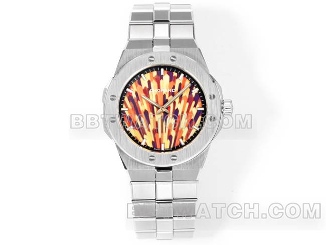 顶级复刻手表雪山傲翼GH厂萧邦棕盘41mm正面实拍图