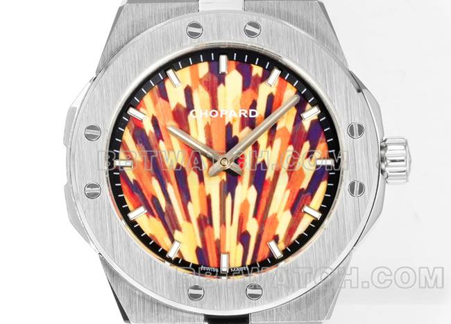 顶级复刻手表雪山傲翼GH厂萧邦棕盘41mm正面实拍图