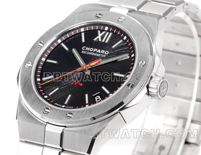 最优复刻手表雪山傲翼GH厂萧邦黑盘41mm正面实拍图