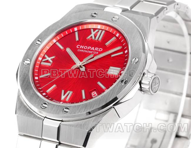 1:1复刻手表GH厂萧邦雪山傲翼红盘41mm正面实拍图