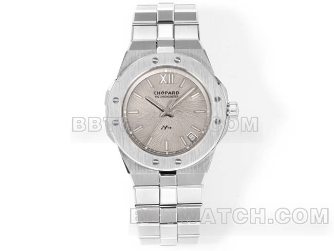 超级克隆手表GH厂萧邦雪山傲翼浅灰盘41mm正面实拍图