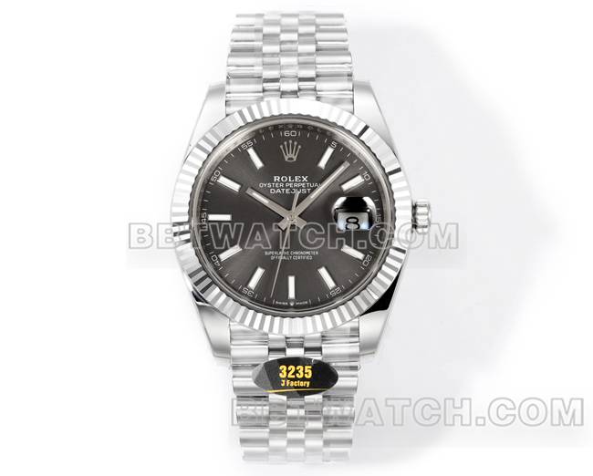 顶级复刻手表JF厂日志劳力士灰盘3235机械41毫米正面实拍图