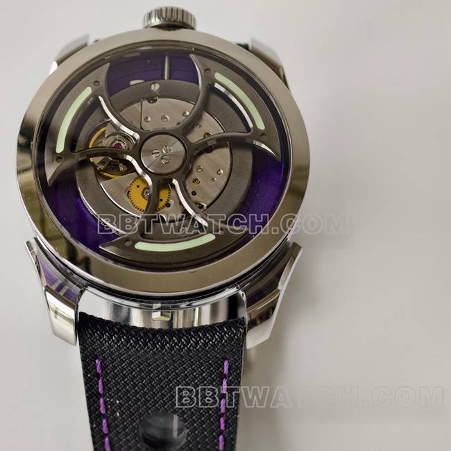 1:1复刻手表MB&F紫盘K1厂机械橡胶表带正面实拍图