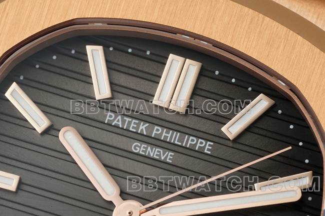 顶级复刻手表鹦鹉螺DDF厂百达翡丽黑盘皮革表带5711正面实拍图