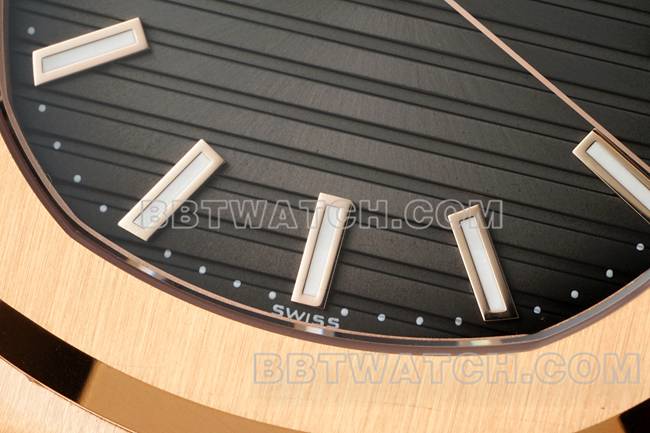 顶级复刻手表鹦鹉螺DDF厂百达翡丽黑盘皮革表带5711正面实拍图