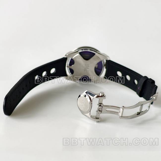 1:1复刻手表MB&F紫盘K1厂机械橡胶表带背面实拍图