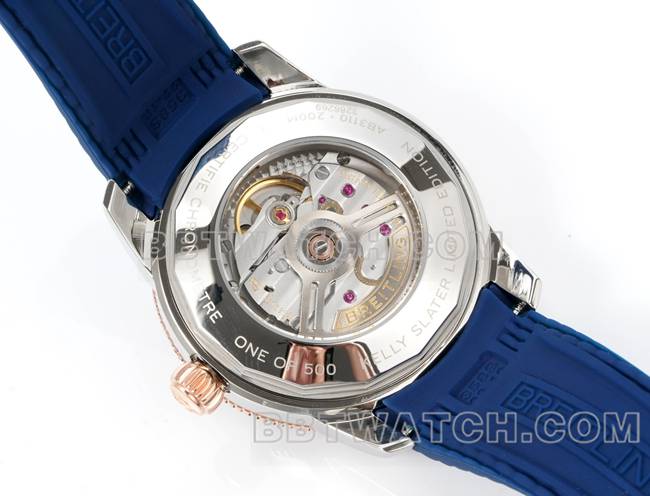 最佳复刻手表百年灵BLS厂超级海洋文化蓝盘橡胶表带表扣实拍图