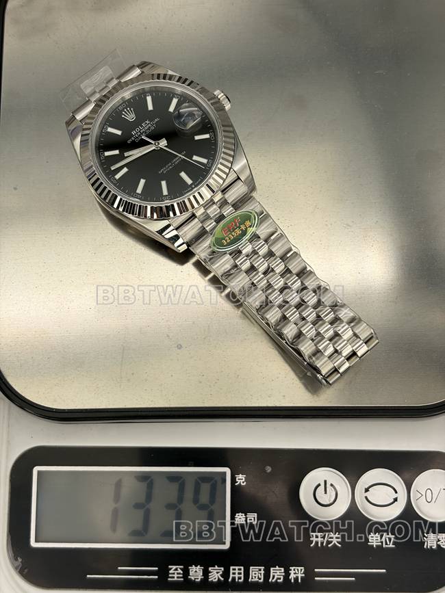 最优复刻手表ERF厂日志劳力士黑盘3235机械重量实拍图
