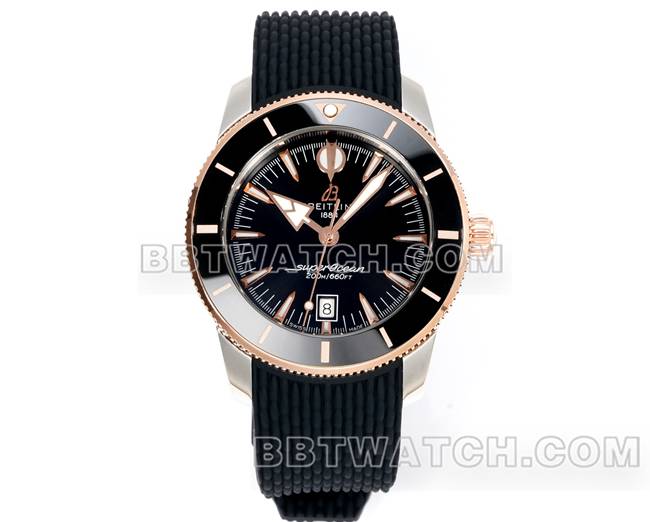 顶级复刻手表超级海洋文化BLS厂百年灵黑盘橡胶表带正面实拍图