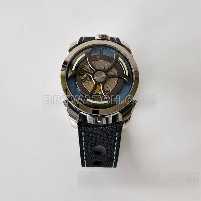 超级克隆手表MB&F蓝盘K1厂机械橡胶表带正面实拍图
