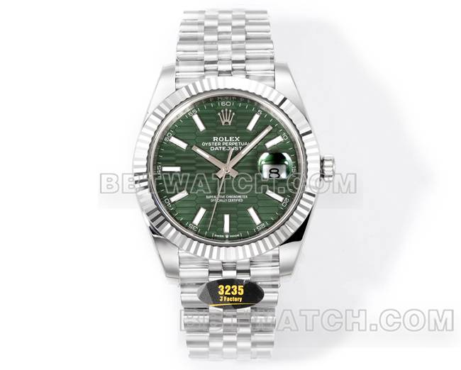 最优复刻手表JF厂日志劳力士绿盘3235机械41毫米正面实拍图