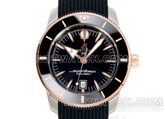 顶级复刻手表超级海洋文化BLS厂百年灵黑盘橡胶表带正面实拍图