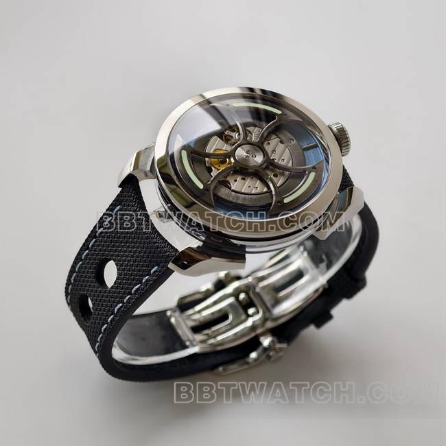 超级克隆手表MB&F蓝盘K1厂机械橡胶表带正面实拍图
