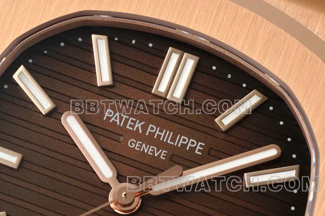 最优复刻手表鹦鹉螺DDF厂百达翡丽棕盘皮革表带5711正面实拍图