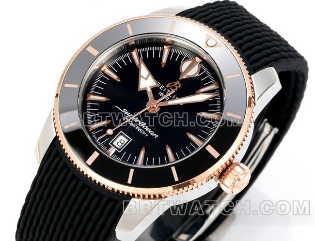 顶级复刻手表超级海洋文化BLS厂百年灵黑盘橡胶表带正面实拍图