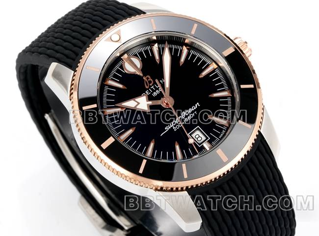 顶级复刻手表超级海洋文化BLS厂百年灵黑盘橡胶表带正面实拍图