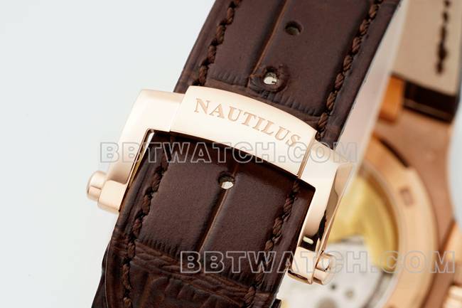 最优复刻手表鹦鹉螺DDF厂百达翡丽棕盘皮革表带5711表带实拍图