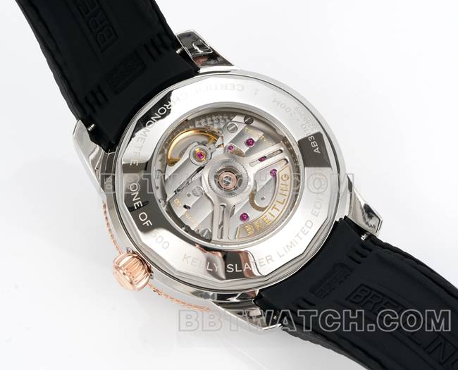 顶级复刻手表超级海洋文化BLS厂百年灵黑盘橡胶表带背面实拍图