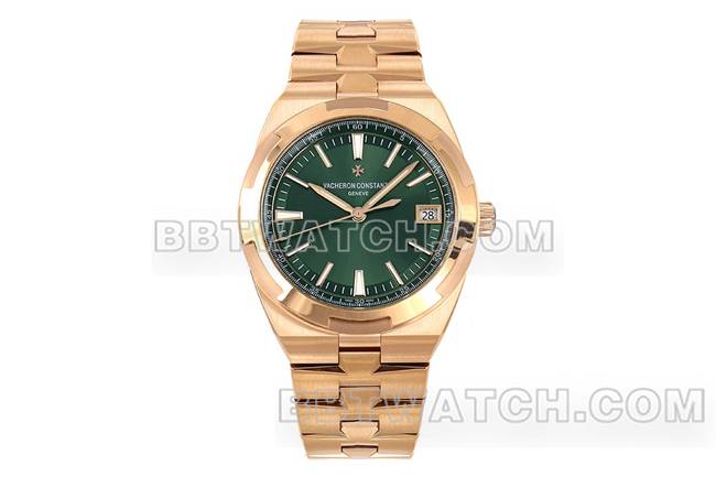 顶级复刻手表PPF厂纵横四海江诗丹顿绿盘玫瑰金4500V正面实拍图