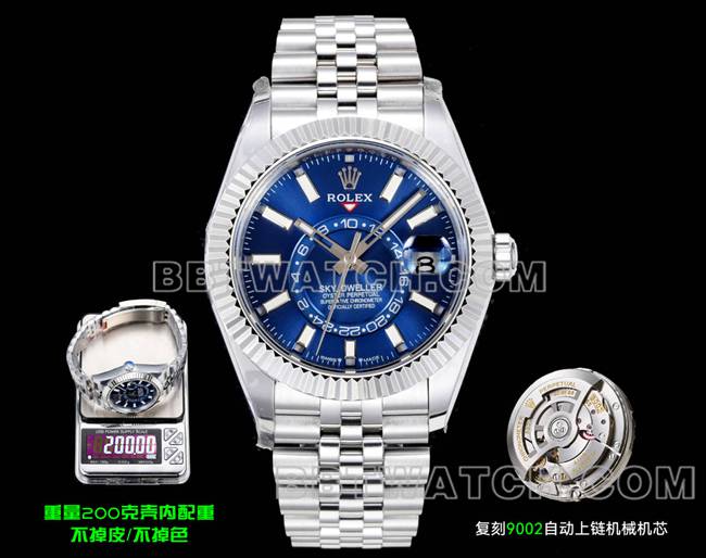 最优复刻手表纵航者AR+厂劳力士蓝盘机械正面实拍图