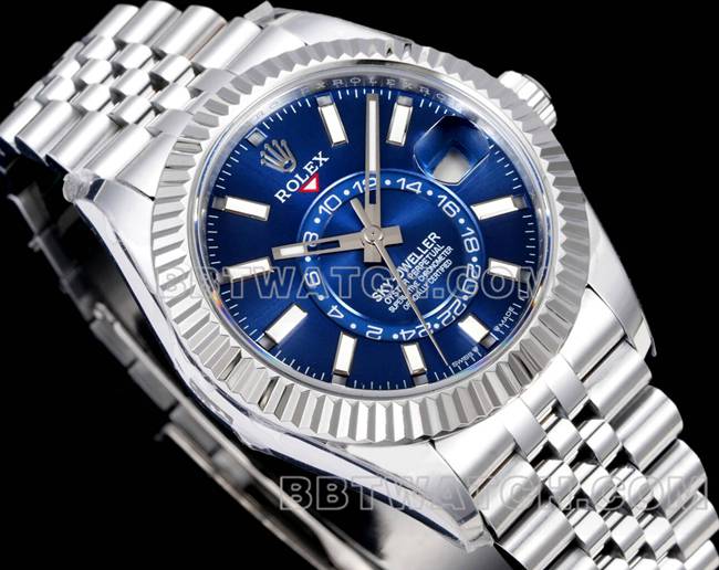 最优复刻手表纵航者AR+厂劳力士蓝盘机械正面实拍图