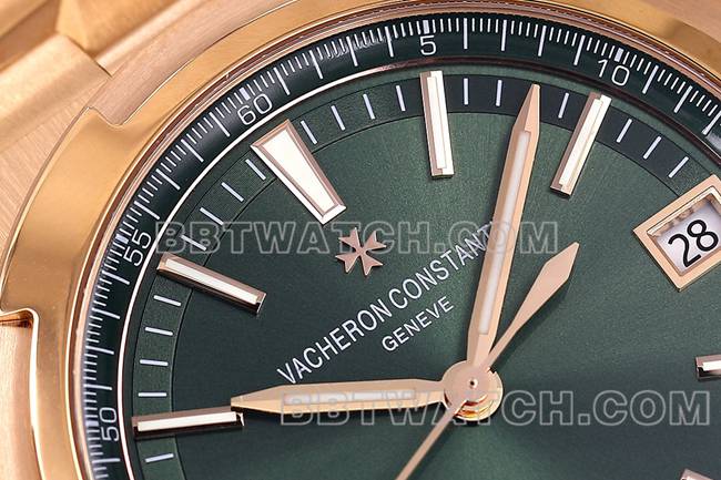 顶级复刻手表PPF厂纵横四海江诗丹顿绿盘玫瑰金4500V正面实拍图