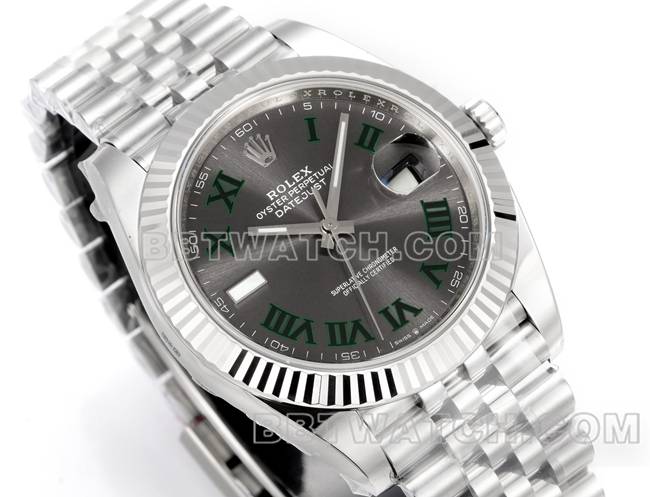 超级克隆手表JF厂日志劳力士灰盘罗马数字3235机械41毫米正面实拍图