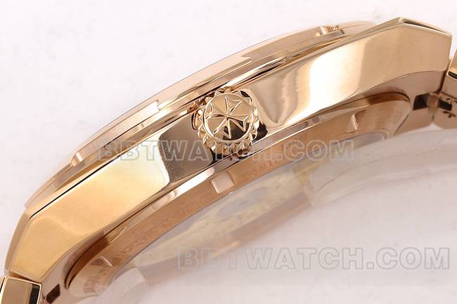 顶级复刻手表PPF厂纵横四海江诗丹顿绿盘玫瑰金4500V侧面实拍图