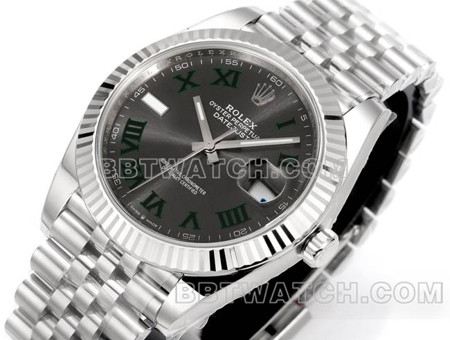 超级克隆手表JF厂日志劳力士灰盘罗马数字3235机械41毫米正面实拍图