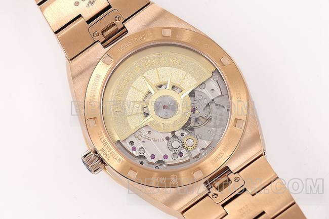 顶级复刻手表PPF厂纵横四海江诗丹顿绿盘玫瑰金4500V背面实拍图