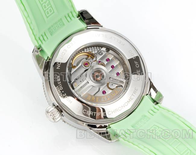 1:1复刻手表超级海洋文化BLS厂百年灵浅绿盘橡胶表带背面实拍图