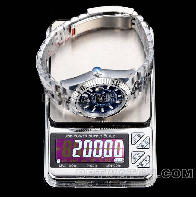 最优复刻手表纵航者AR+厂劳力士蓝盘机械重量实拍图