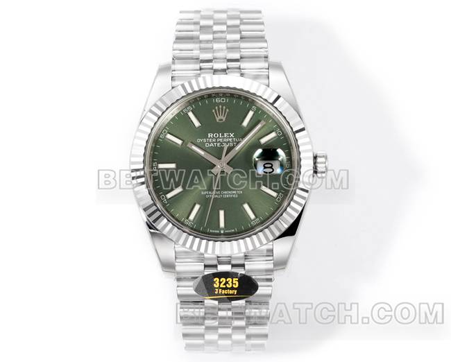 最佳复刻手表JF厂日志劳力士绿盘3235机械41毫米正面实拍图
