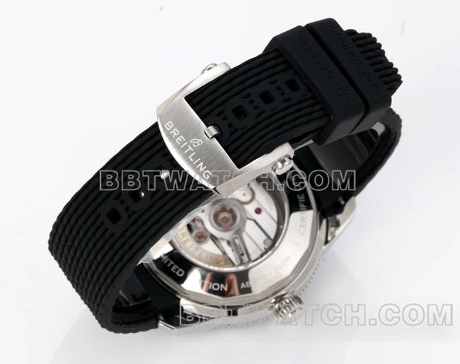 超级克隆手表超级海洋文化BLS厂百年灵黑盘橡胶表带表带实拍图