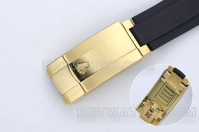 最优复刻手表ZF厂纵航者劳力士黑盘9002机械橡胶表带表扣实拍图