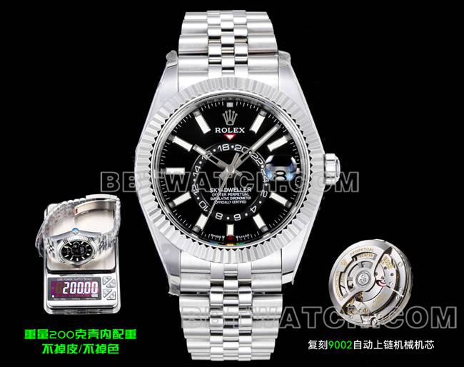 超级克隆手表纵航者AR+厂劳力士黑盘机械正面实拍图