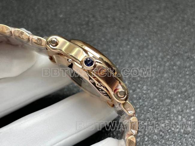 1:1复刻手表YF厂萧邦HAPPY SPORT玫瑰金盘钻圈2892机械侧面实拍图