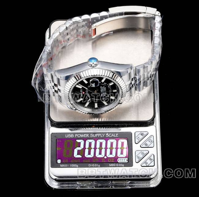 超级克隆手表纵航者AR+厂劳力士黑盘机械重量实拍图