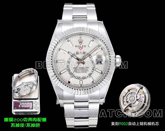 最佳复刻手表纵航者AR+厂劳力士白盘机械钢表带正面实拍图