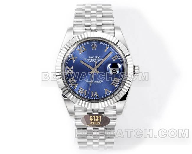 最优复刻手表日志JF厂劳力士蓝盘罗马数字3235机械41毫米正面实拍图