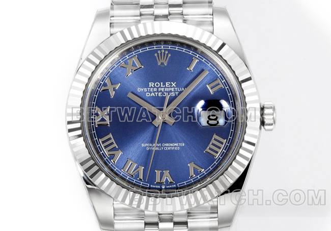 最优复刻手表日志JF厂劳力士蓝盘罗马数字3235机械41毫米正面实拍图