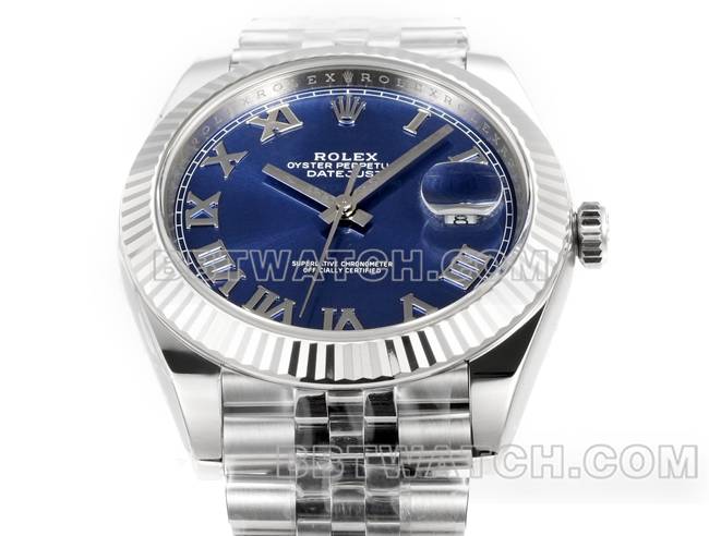 最优复刻手表日志JF厂劳力士蓝盘罗马数字3235机械41毫米正面实拍图