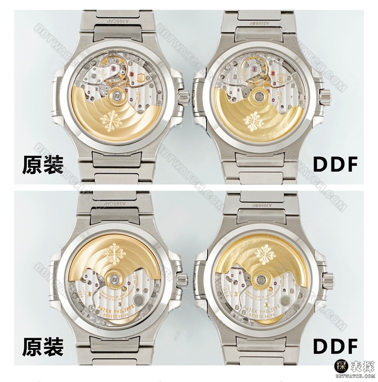DDF厂百达翡丽鹦鹉螺顶级复刻手表7118对比正品区别机芯实拍图