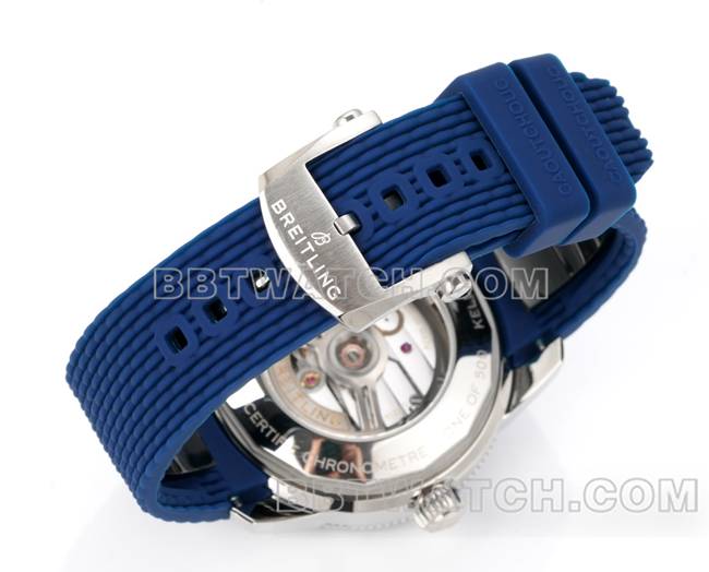 顶级复刻手表BLS厂超级海洋文化百年灵蓝盘橡胶表带表带实拍图