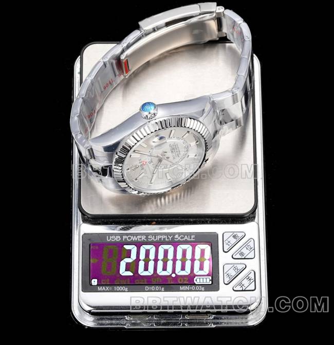 最佳复刻手表纵航者AR+厂劳力士白盘机械钢表带重量实拍图